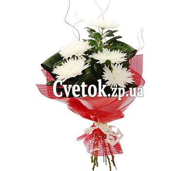 Букет из белых крупных хризантем