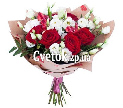 Букет из эустом, альстромерий и роз