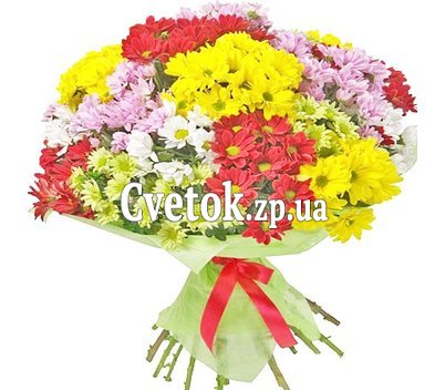 Букет разноцветных хризантем