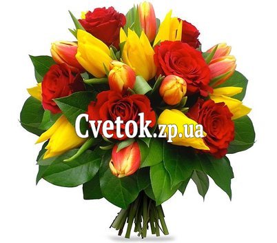 Букет тюльпаны и розы