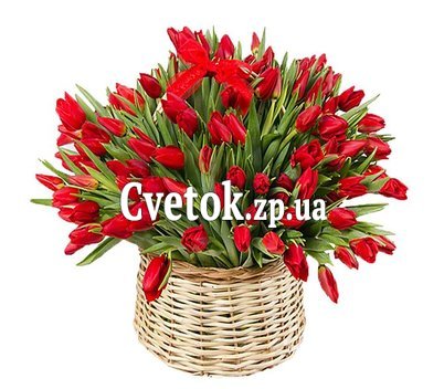 Корзина 101 красный тюльпан
