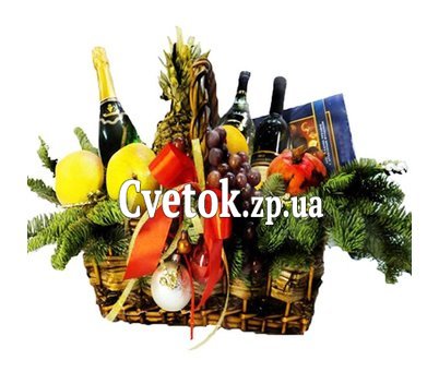Кошик:фрукти, шампанське, цукерки