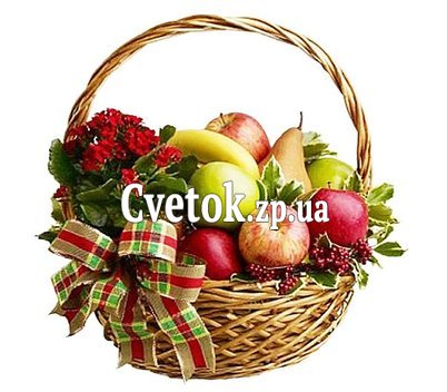 Корзина из фруктов и цветов
