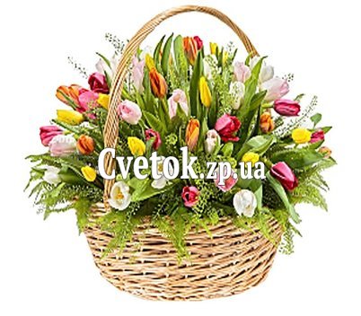 Корзина из тюльпанов