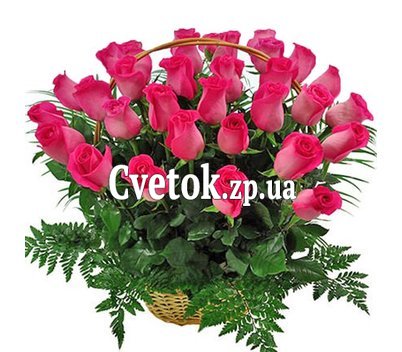 Корзина розовых импортных роз
