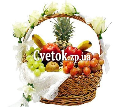 Корзина с фруктами и цветами купить
