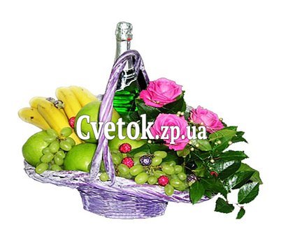 Кошик живі квіти фрукти
