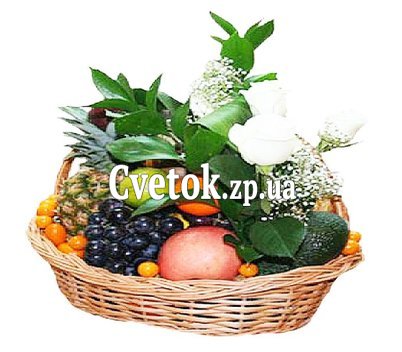 Корзинка с фруктами и цветами