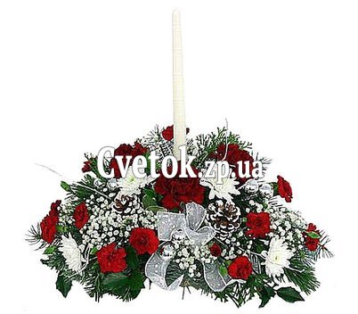 Настольная новогодняя композиция со свечей