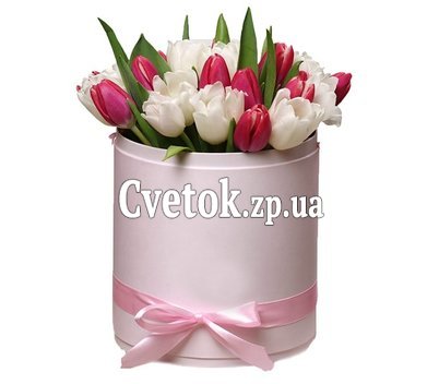 Ніжна коробка з тюльпанами