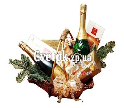 Подарункова корзина до Нового року c шампанським