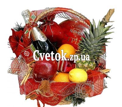Подарочная корзина с фруктами и шампанским