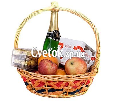 Подарочная корзина с шампанским и фруктами