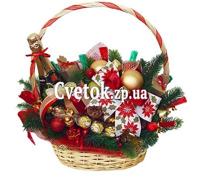Подарункова корзина з шампанським до Нового року