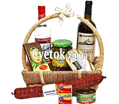 Gift basket with vodka