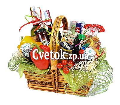 Grocery basket as a gift to a woman