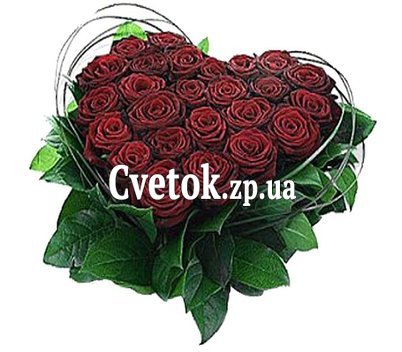 Сердце из 25 красных роз